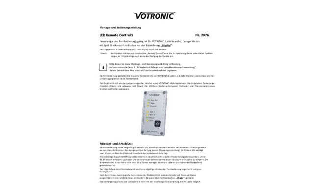 Votronic LED S Fernbedienung 12 V Standard 1 Votronic LED S Fernbedienung 12 V Standard