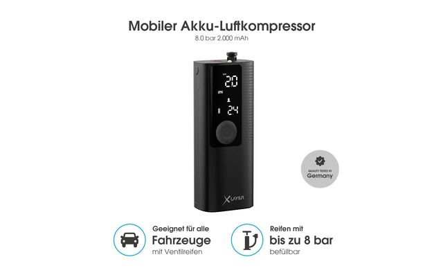 Xlayer Mobiler Akku-Luftkompressor 8.0 Bar 2.000 MAh 2 Xlayer Mobiler Akku-Luftkompressor 8.0 Bar 2.000 MAh – Bild 2